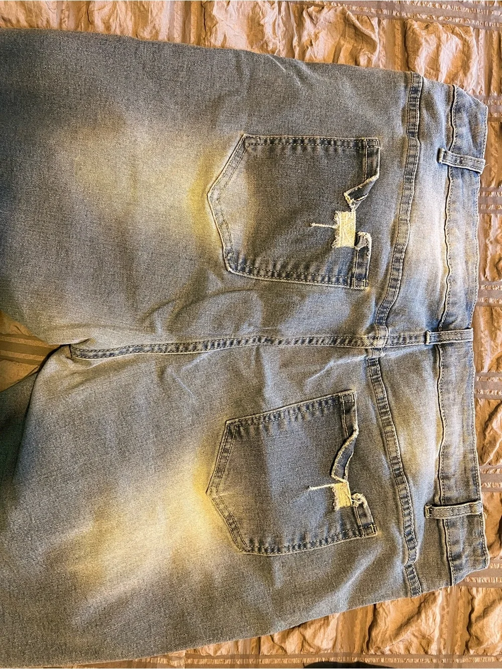 Classic Blue Women’s Denim Bermuda shorts with button fly.